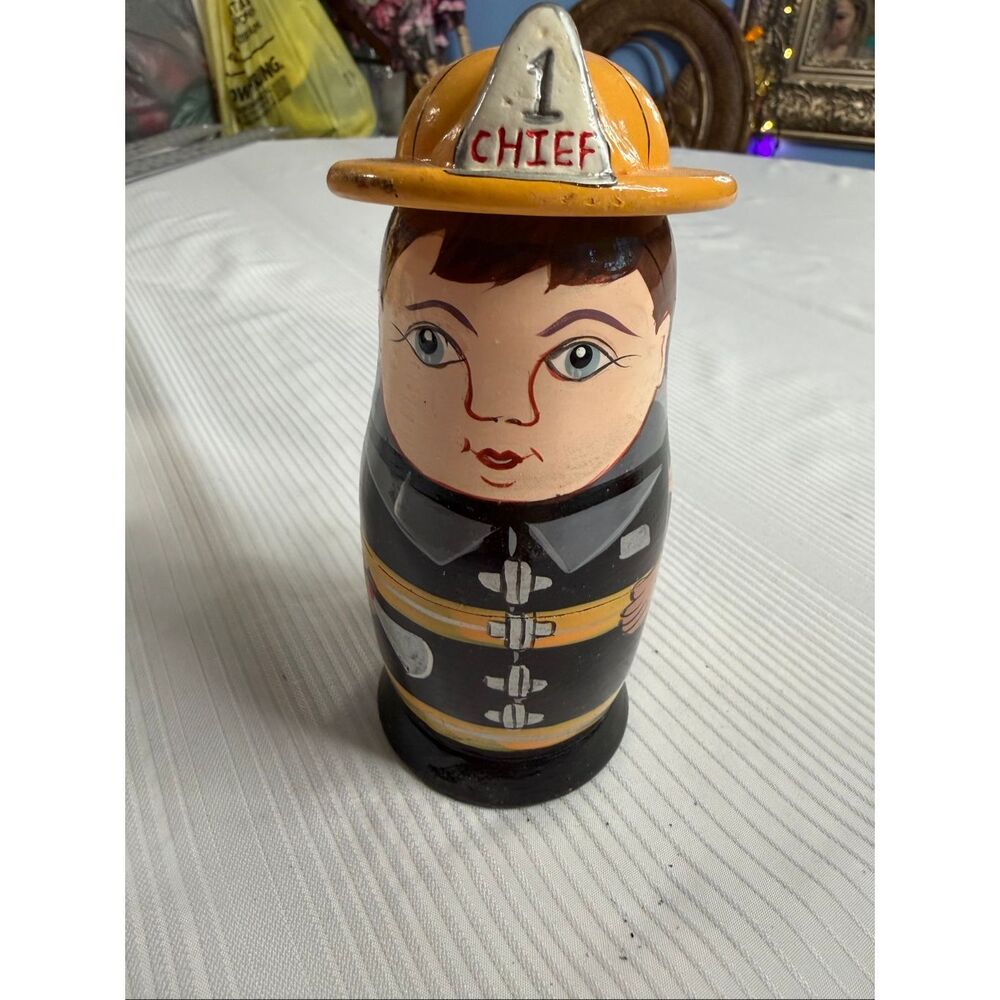 Fireman Fire Chief Matryoska Nesting Doll Set of 5 Rescue